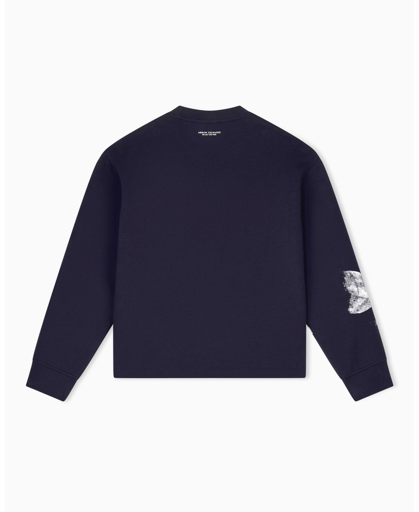 Мужской свитшот A|X Armani Exchange Exposed Flower Bonded Cotton Crewneck, цвет: Глубокий тёмно-синий — фото 5