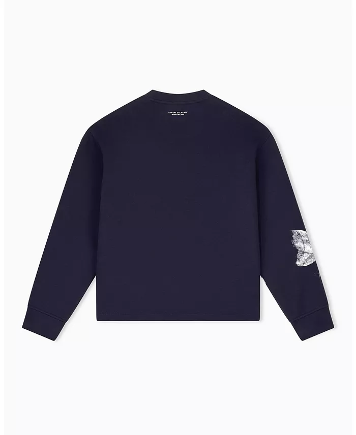 Men's Exposed Flower Bonded Cotton Crewneck Sweatshirt - thumbnail 5