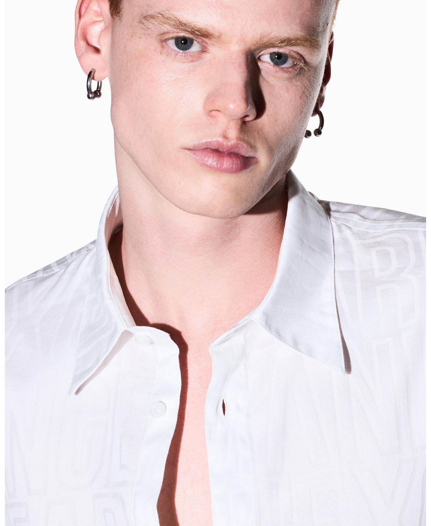 Men's Cotton Jacquard All Over Logo Woven Shirt
