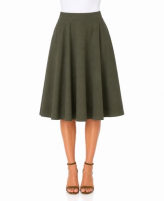 Women's Flared Pull-On Midi Skirt