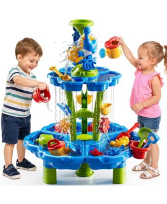 2-Tier Water Table Sand Beach Outdoor Sensory Play Kids Toddler