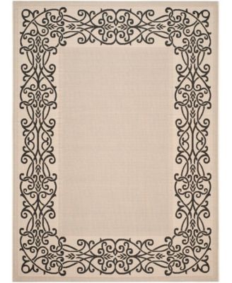 Courtyard CY1588 Sand and Black 8' x 11' Outdoor Area Rug