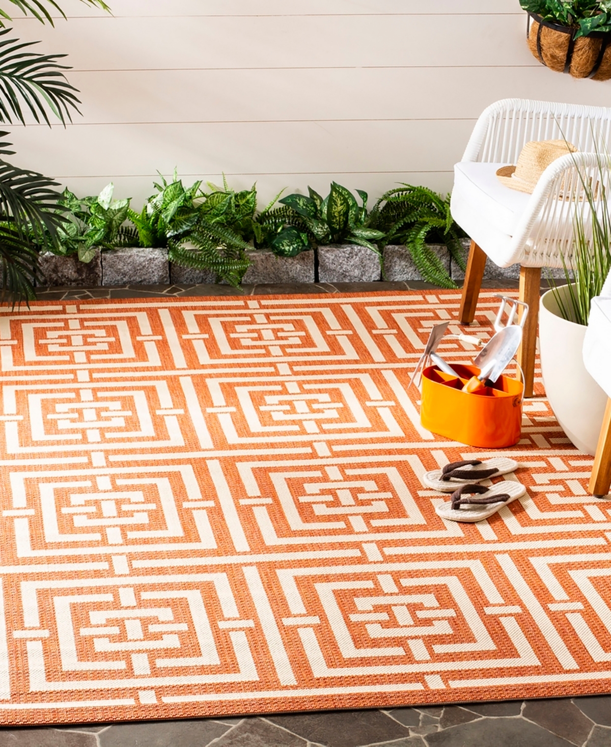 Safavieh Courtyard CY6937 Terracotta and Cream 5'3" x 7'7" Outdoor Area Rug