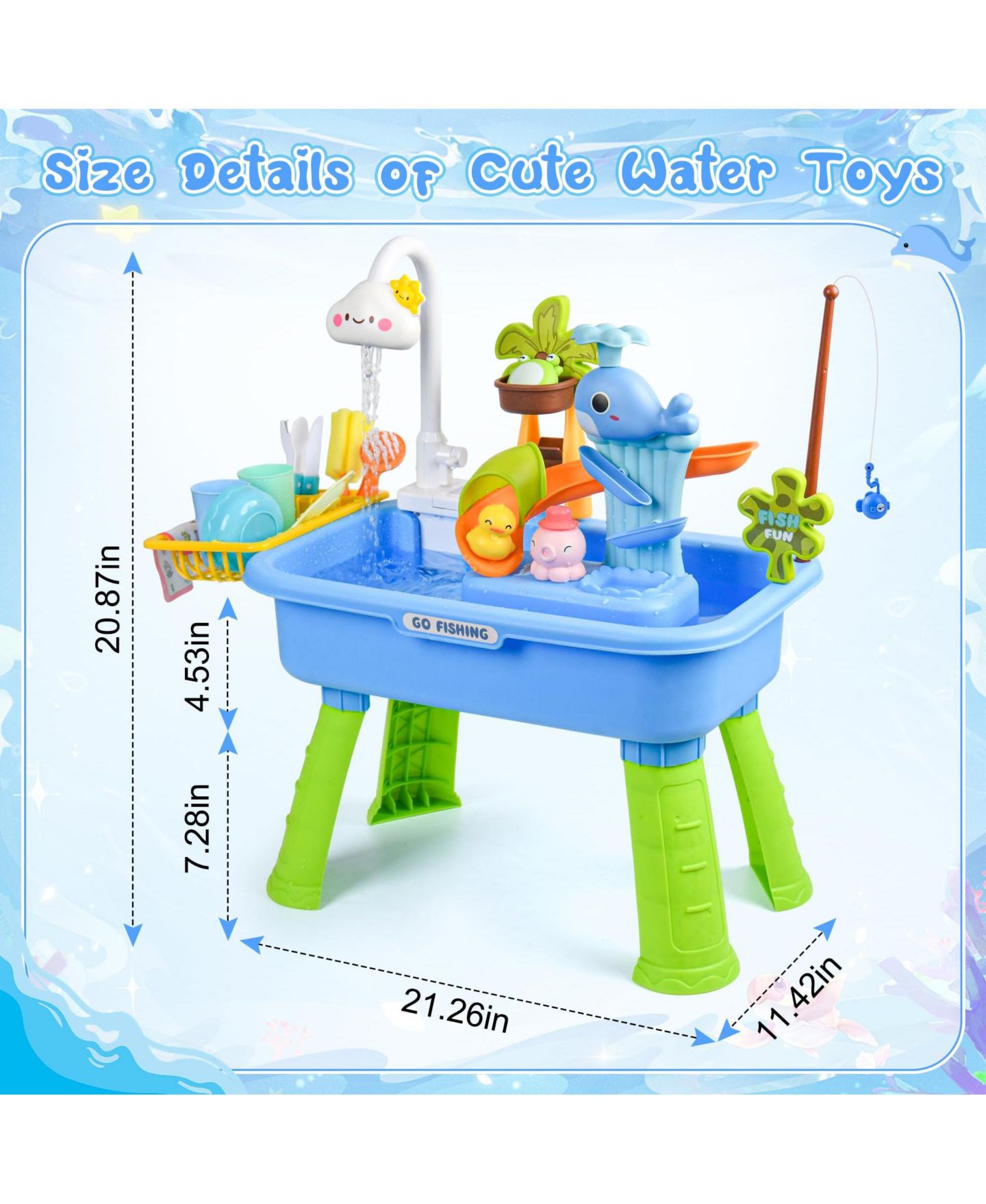 Детская игрушка GNUADZ 4-in-1 Adjustable Height Sand Water Table, Ages 3+, цвет: Синий облачный — фото 3