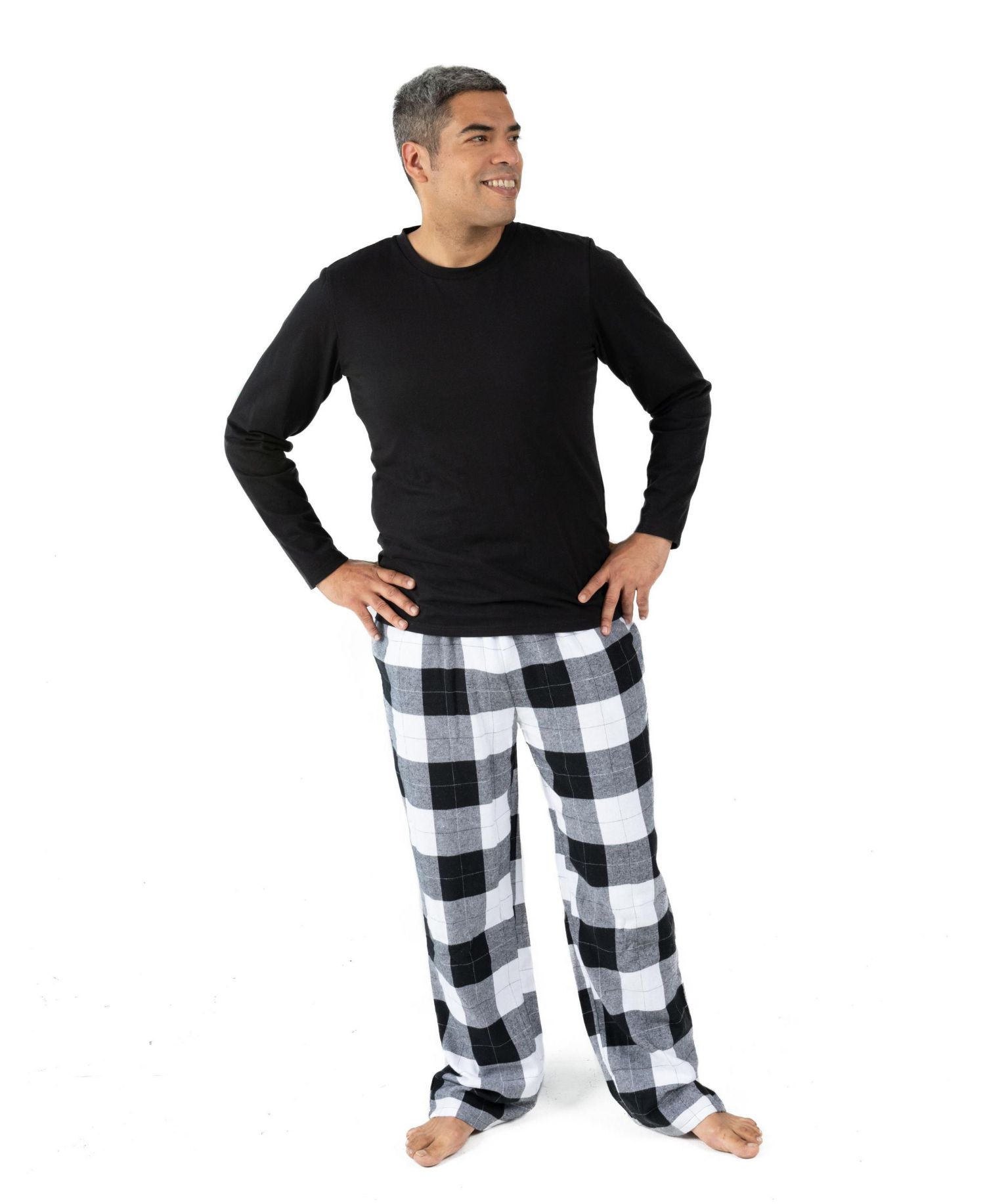 Men's 2-pieces Cotton Top and Flannel Pants Pajama Set