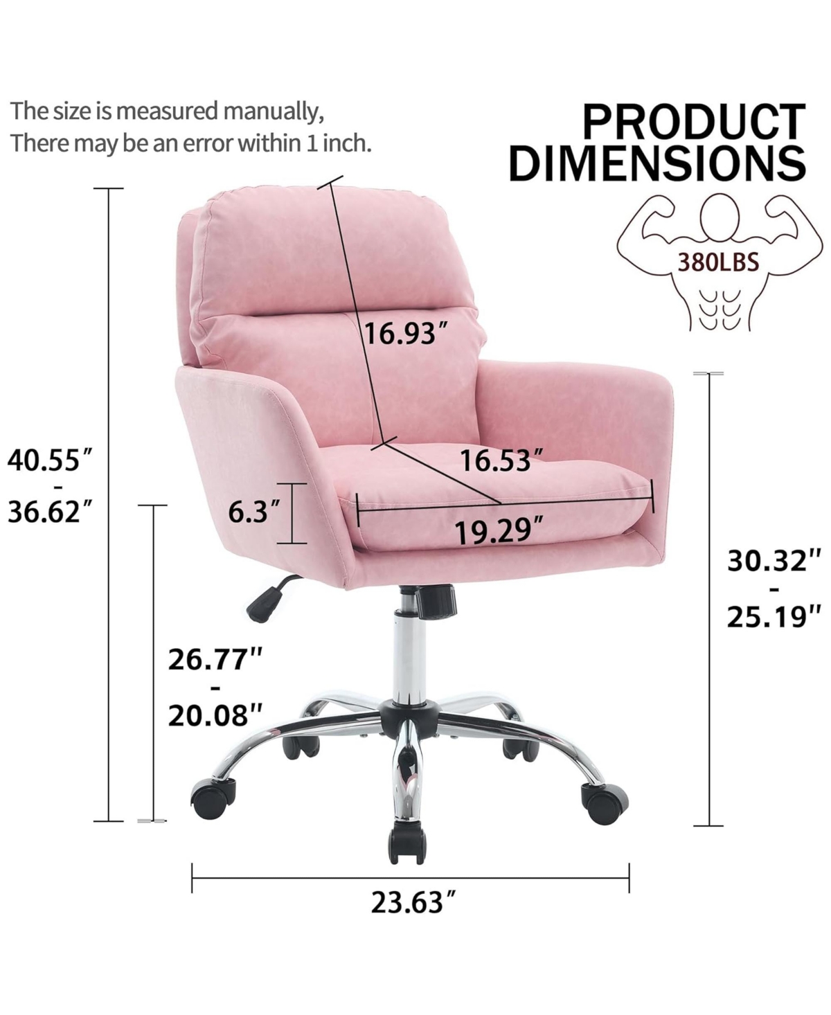 Rainsken Pu Leather Office Desk Chair - 360degree(s) Swivel, Height Adjustable, Thick Padded Seat, Ergonomic Computer Chair for Study Room