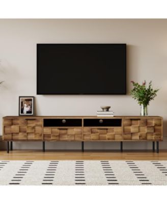 80" Mid Century TV Stand, with 2 Drawers, 2 Doors, and Open Space, for TVs Up to 85", Media Console, for Living room, Bedroom, Home Theatre
