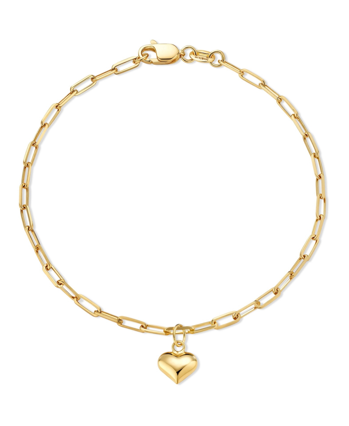 Devata Heart Charm Paperclip Chain Bracelet in 14K Gold