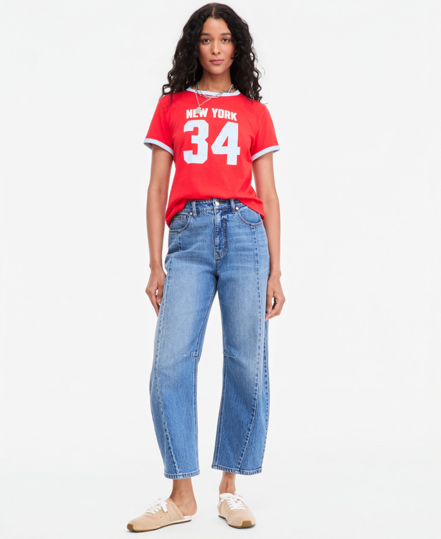 Women's Sporty Graphic Ringer T-Shirt