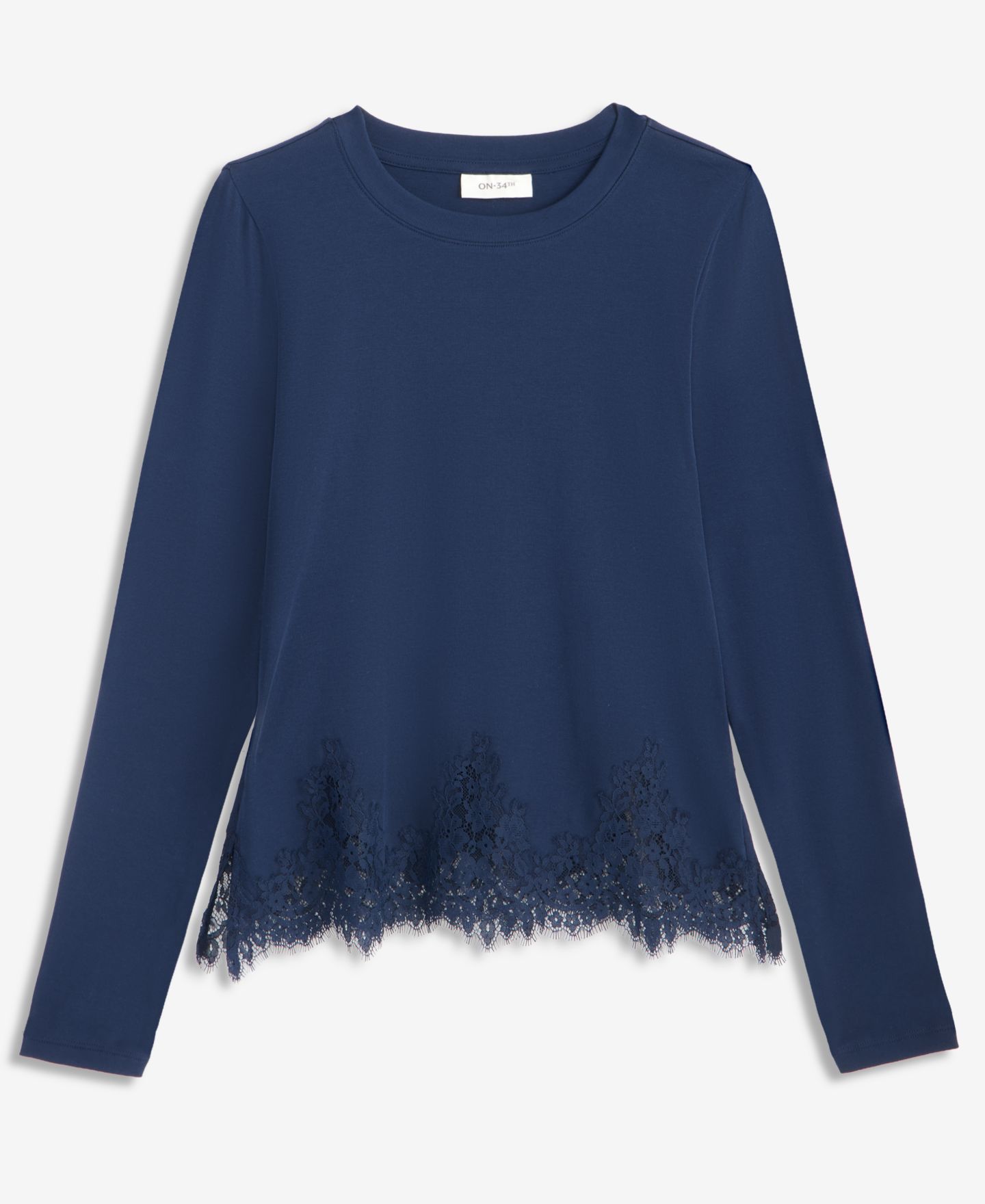 Женский топ On 34th Long-Sleeve Lace-Trim Knit Top, цвет: Тёмно-синий — фото 5