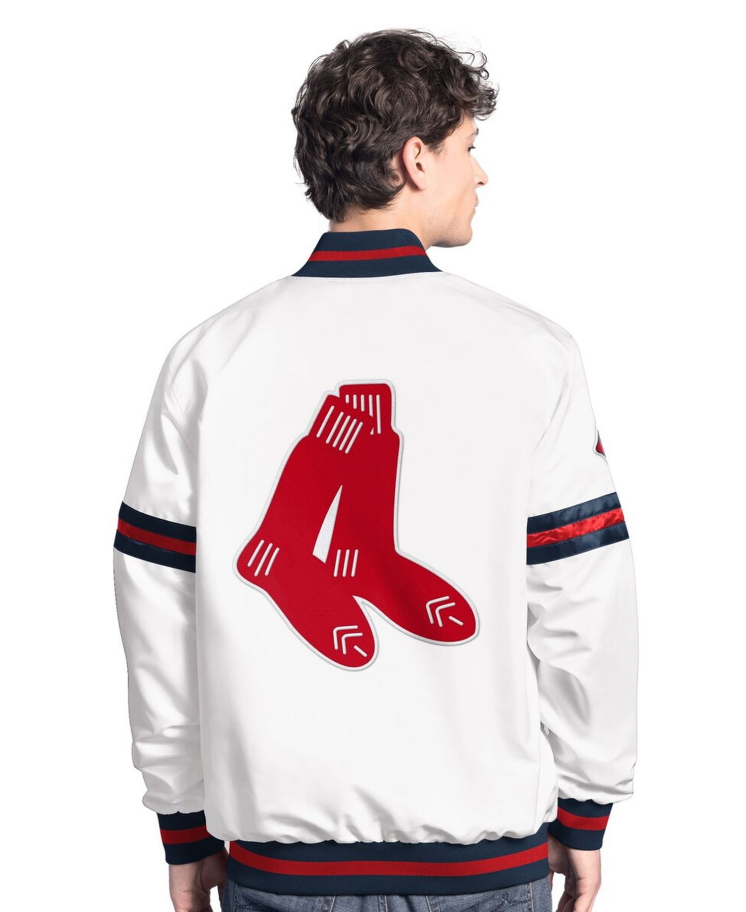 Men's White Boston Red Sox Cooperstown Scout Full-Snap Varsity Jacket