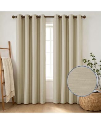 Awesome Home - Texture Room Darkening Grommet Curtains Pair, 52"X96" Linen