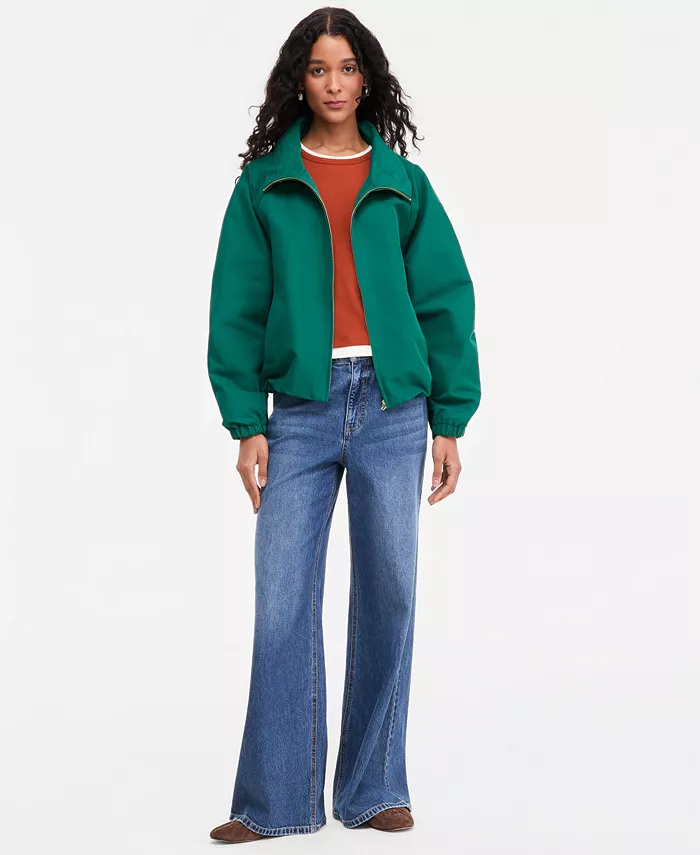 Women's Funnel-neck Ruched-Sleeve Bubble Hem Jacket - thumbnail 8