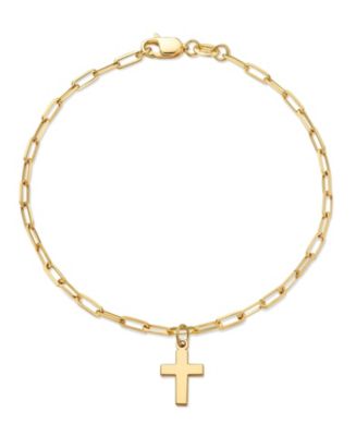 DEVATA Cross Charm Paperclip Chain Bracelet in 14K Gold - Macy's