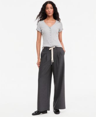 Women's High-Rise Pinstriped Wide-Leg Pants