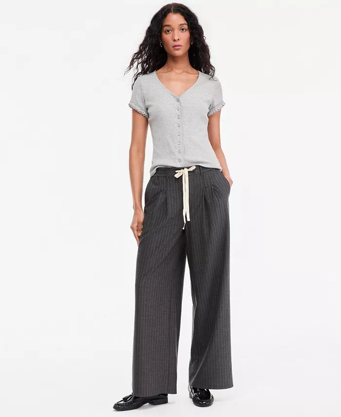 Women's High-Rise Pinstriped Wide-Leg Pants