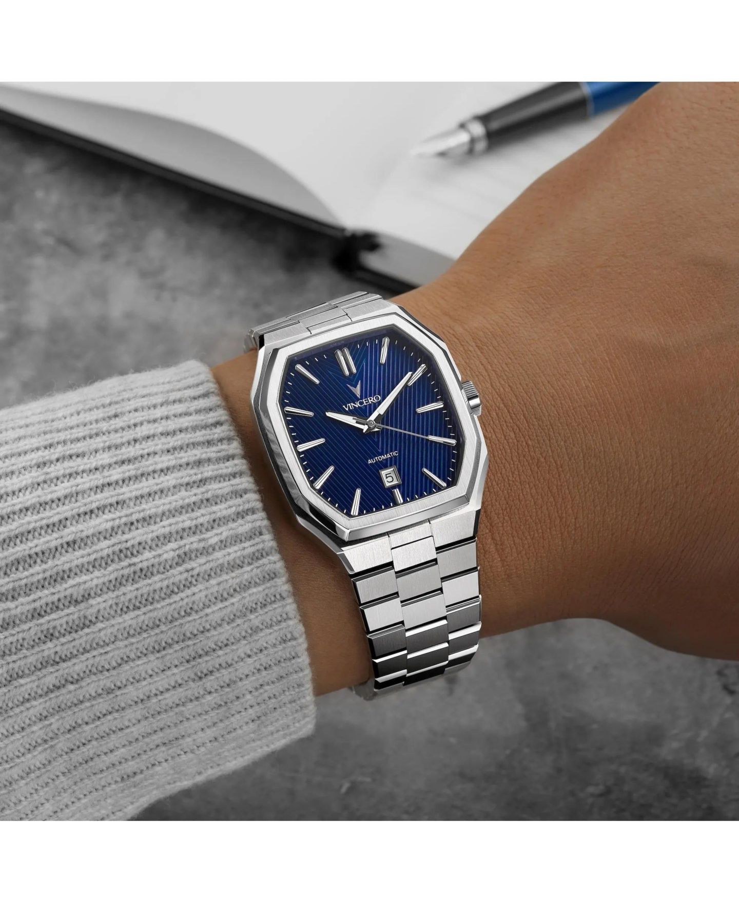 Мужские часы Vincero Inception Automatic Watch 38mm Stainless Steel, цвет: Синий — фото 5