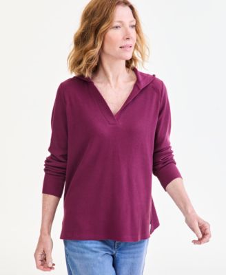 Women's Waffle-Knit Relaxed-Fit Hoodie