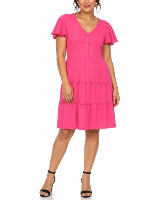Women's Ruffle-Sleeve Tiered Dress