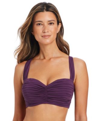 Women's Shirred Underwire D-Cup Bikini Top