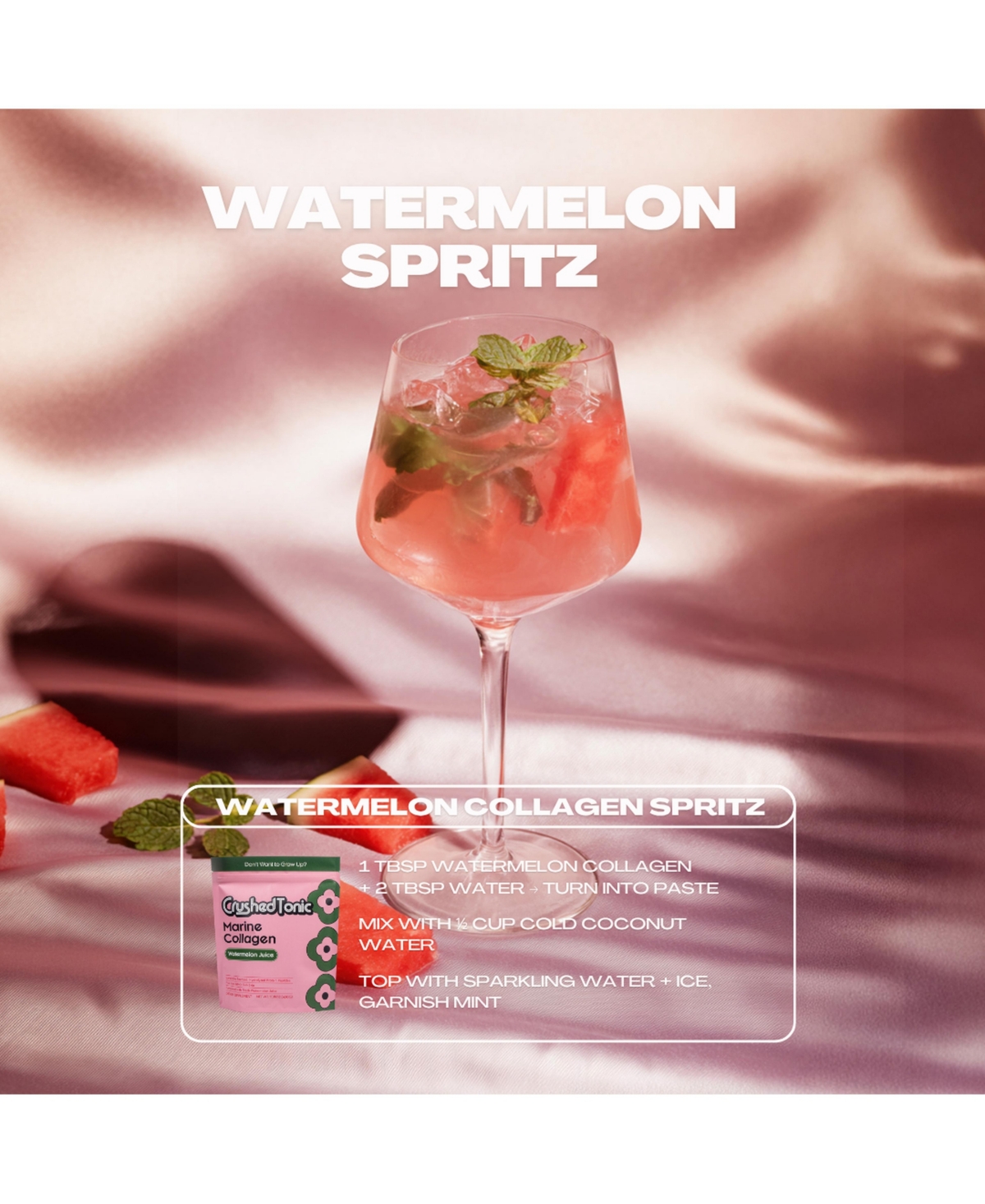 Crushed Tonic Watermelon Juice Marine Collagen Powder