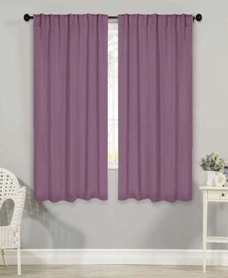 Solid Machine Washable Room Darkening Curtains with Back Tabs, Set of 2