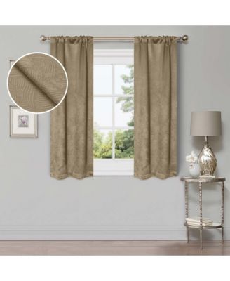 Wave Geometric Polyester Rod Pocket Room Darkening Curtain Panels, Set of 2