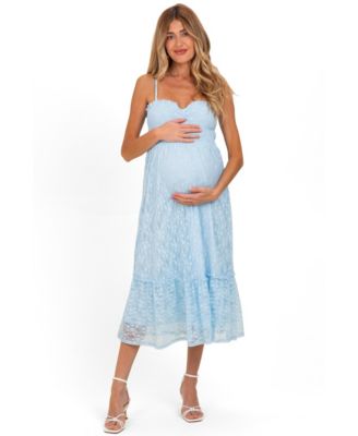 Maternity Light Sleeveless Lace Maxi Dress