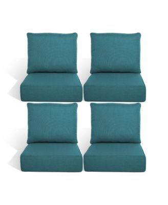 Outdoor Chair Cushions Set of 4, Patio Furniture Cushions - Removable Cover, Water-Repellent, Replacement for Deep Seat Sofa