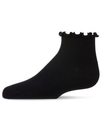 Big Girls Ruffled Top Thin Ribbed Anklet Socks