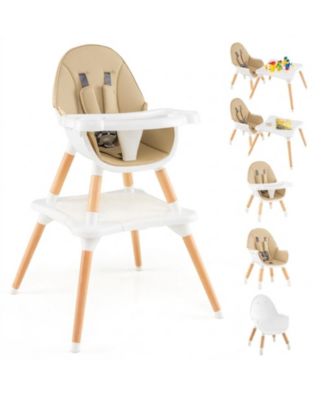 Toddler 5 in 1 Wooden Convertible High Chair with Detachable Tray and Cup Holder