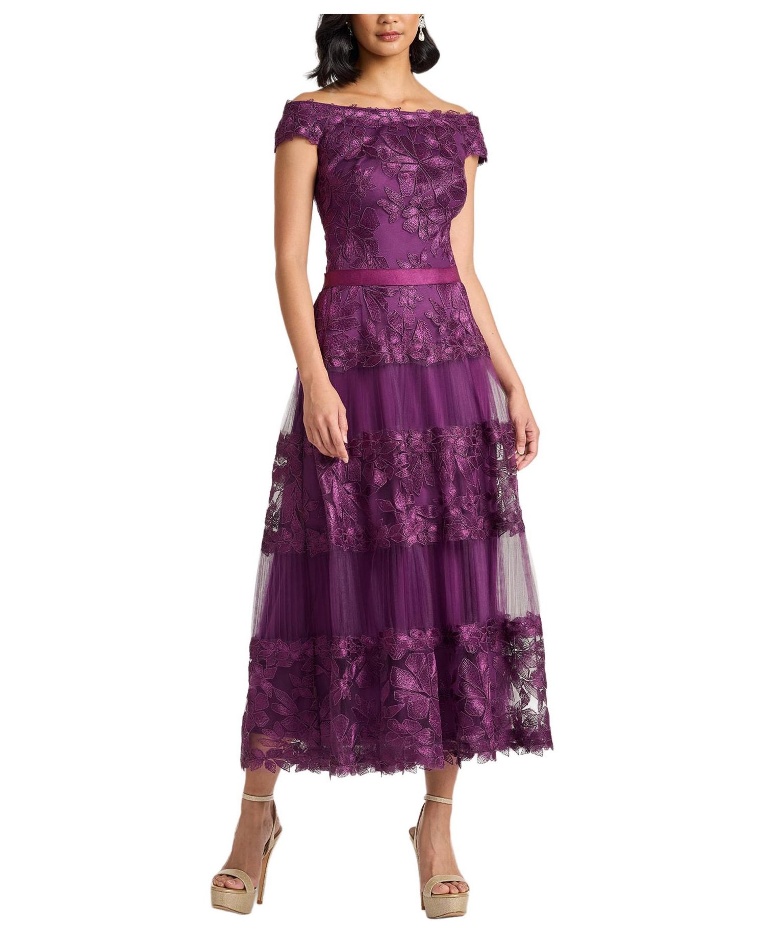 Women's Adriane Floral Embroidered Tea-Length Dress