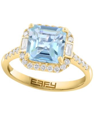 Aquamarine (2 ct. t.w.) & Diamond (1/3 ct. t.w.) Ring in 14k Yellow Gold