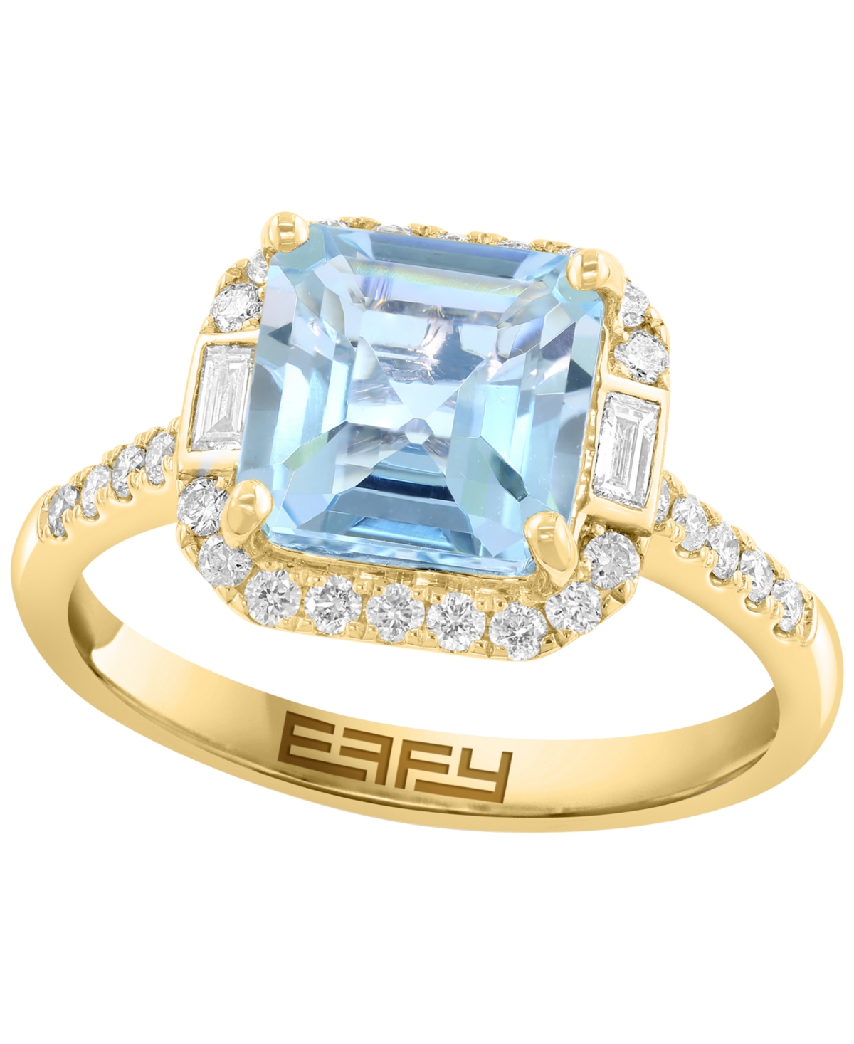 Effy Collection Aquamarine 2 ct tw  Diamond 13 ct tw Ring in 14k Yellow Gold  Yellow Gold