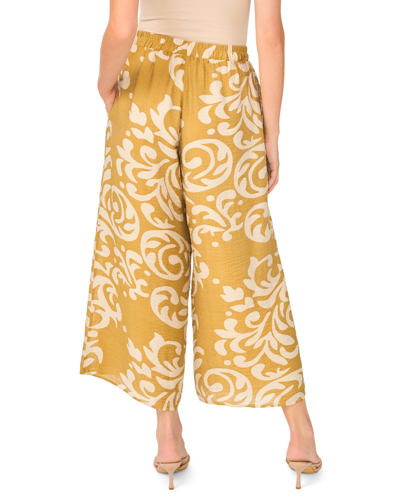 Женские брюки Sam & Jess Printed Wide-Leg Pull-On, цвет: Бронзовый туманный — фото 4