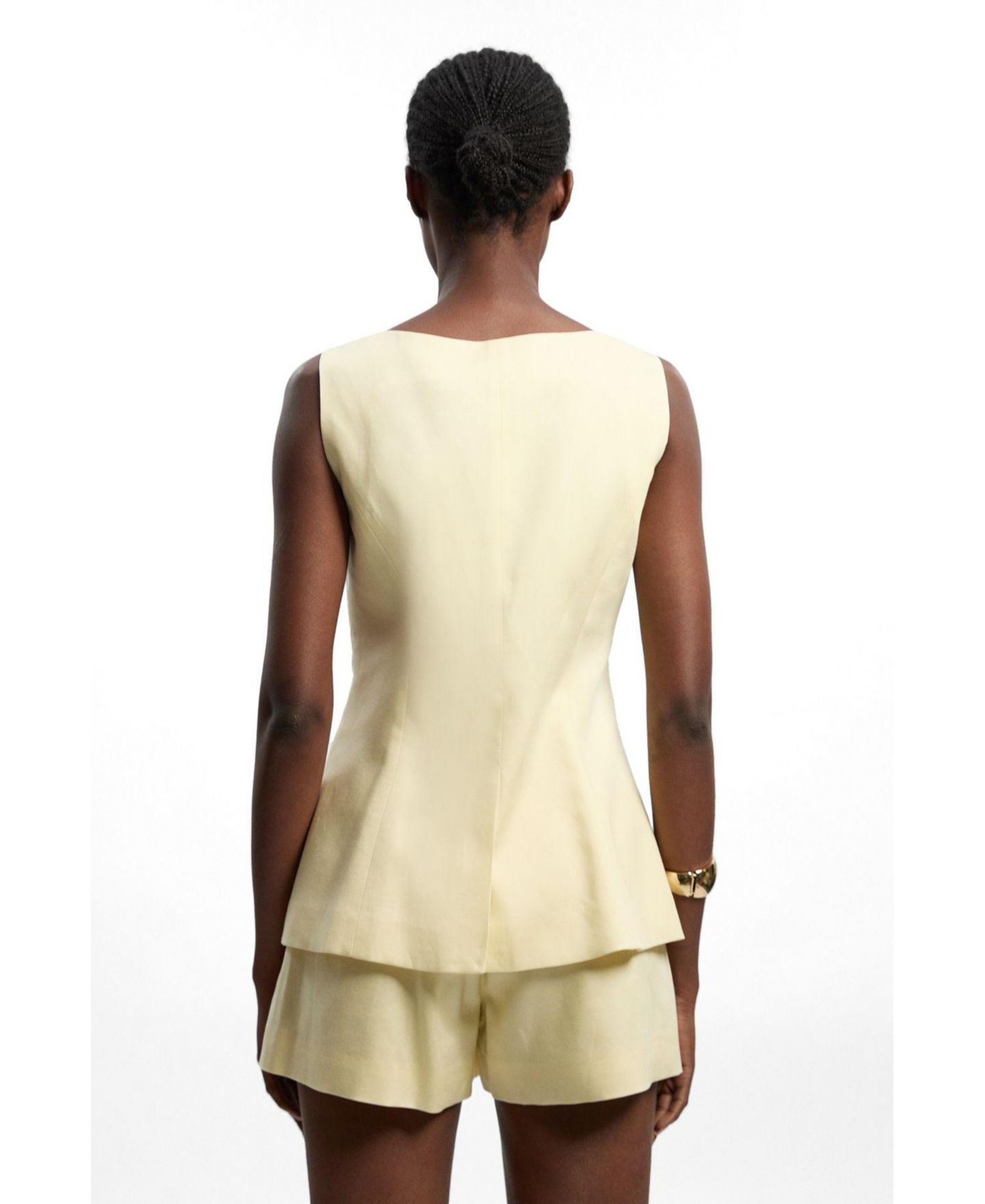 Женские куртки Karen Millen Round Neck Button Waistcoat, цвет: Лимонный — фото 3