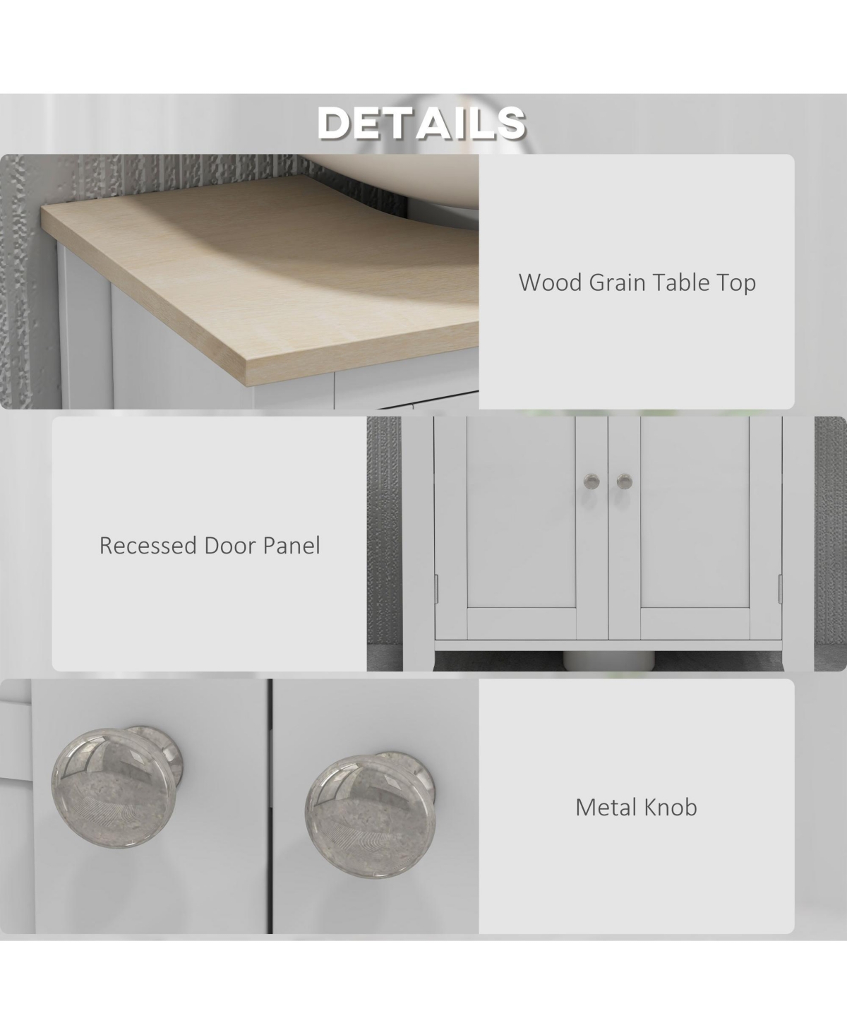 Phying Pedestal Sink Cabinet Multipurpose Under Sink Storage Cabinet with U Shape Design and Adjustable Shelf