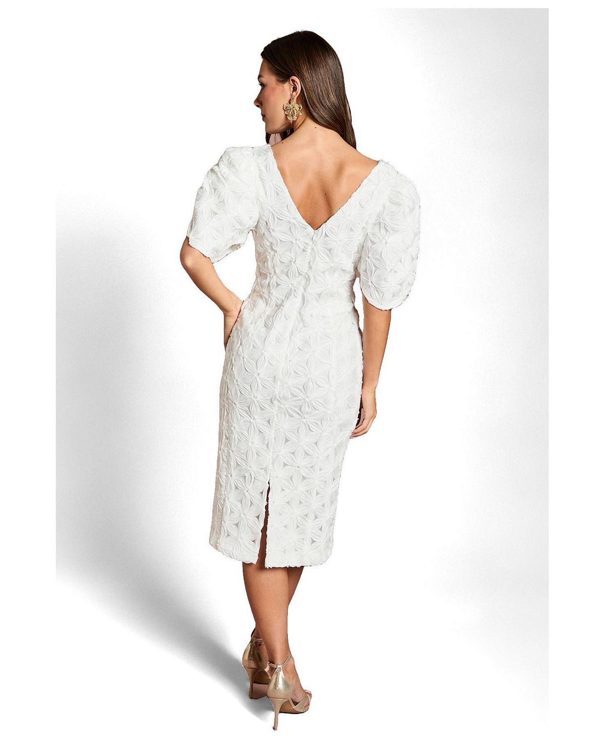Coast Women's Floral Pleated Puff Sleeve Pencil Dress view 3 — MAYCSS fashion products