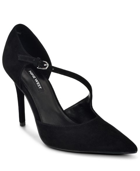 Женские туфли Nine West Candela Asymetrical Strap Dress Pumps, цвет: Чёрный замшевый