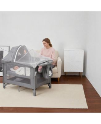 41 x 29 x 31 Inches Baby Playard with One-Button Fold, Portable Travel Playpen for Indoor Outdoor Use