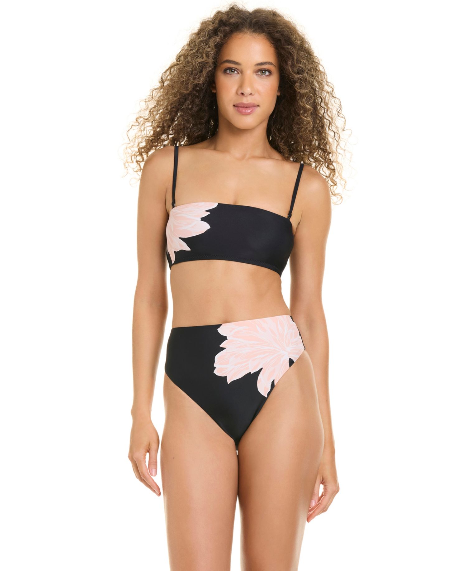 Women's Woodland Flora Clean Bandeau Neck Bikini Top and High-Leg Swim Bottoms