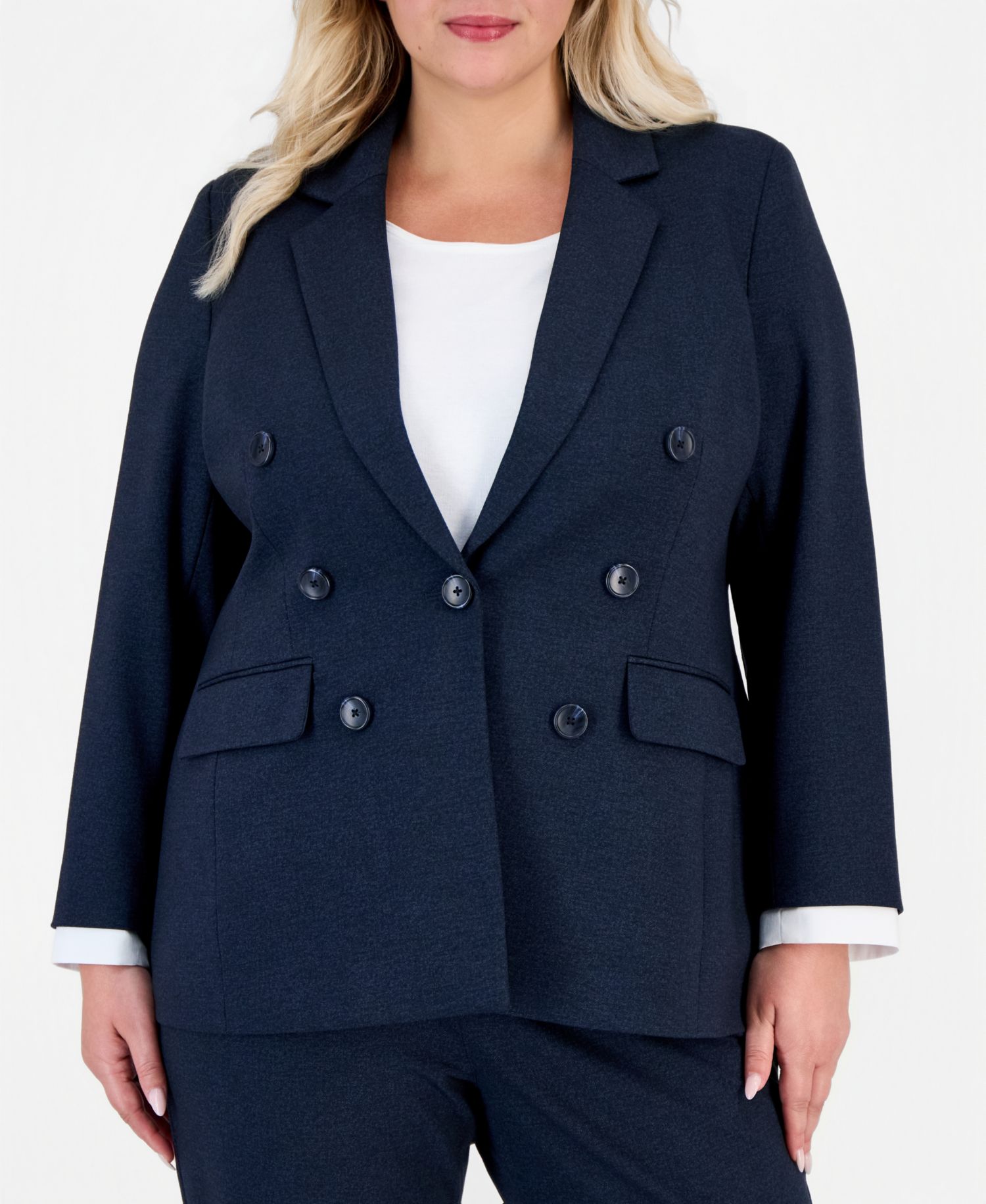Plus Size Double-Breasted Notch-Collar Blazer