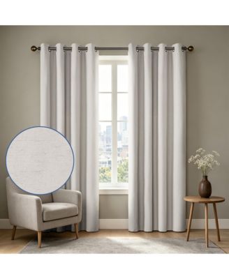 Linen Blend Total Blackout Grommet Curtains Pair