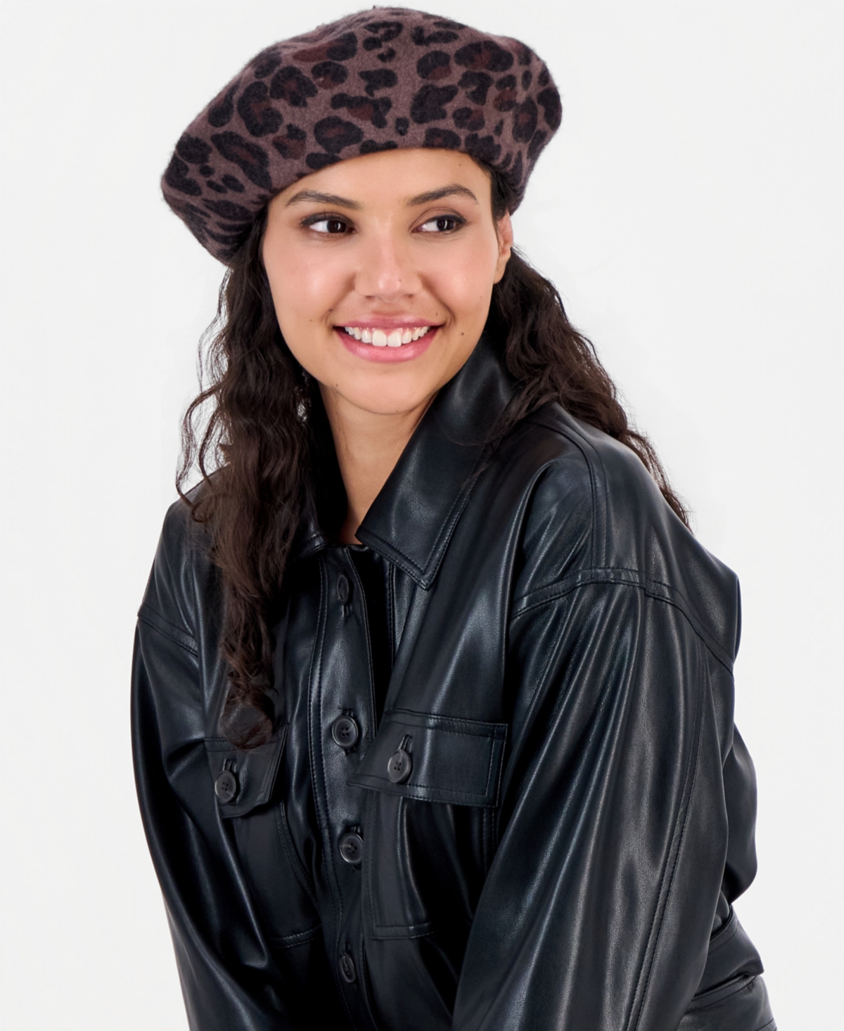 I.n.c. International Concepts Leopard Print Wool-Blend Beret, Macy's Exclusive