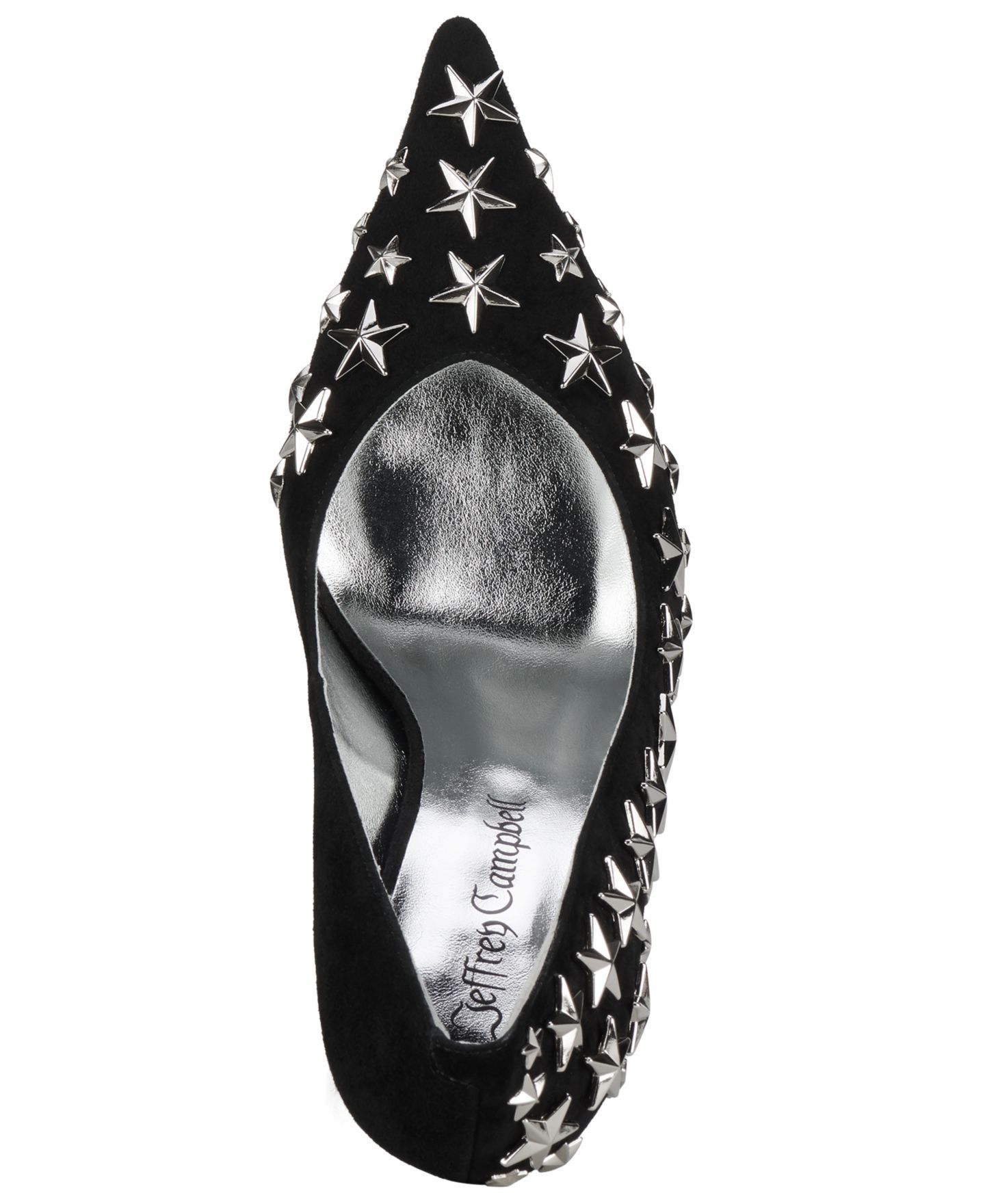 Женские туфли Jeffrey Campbell Star-Studded Slip-On Pumps, цвет: Чёрный замшевый / Серебряный — фото 4