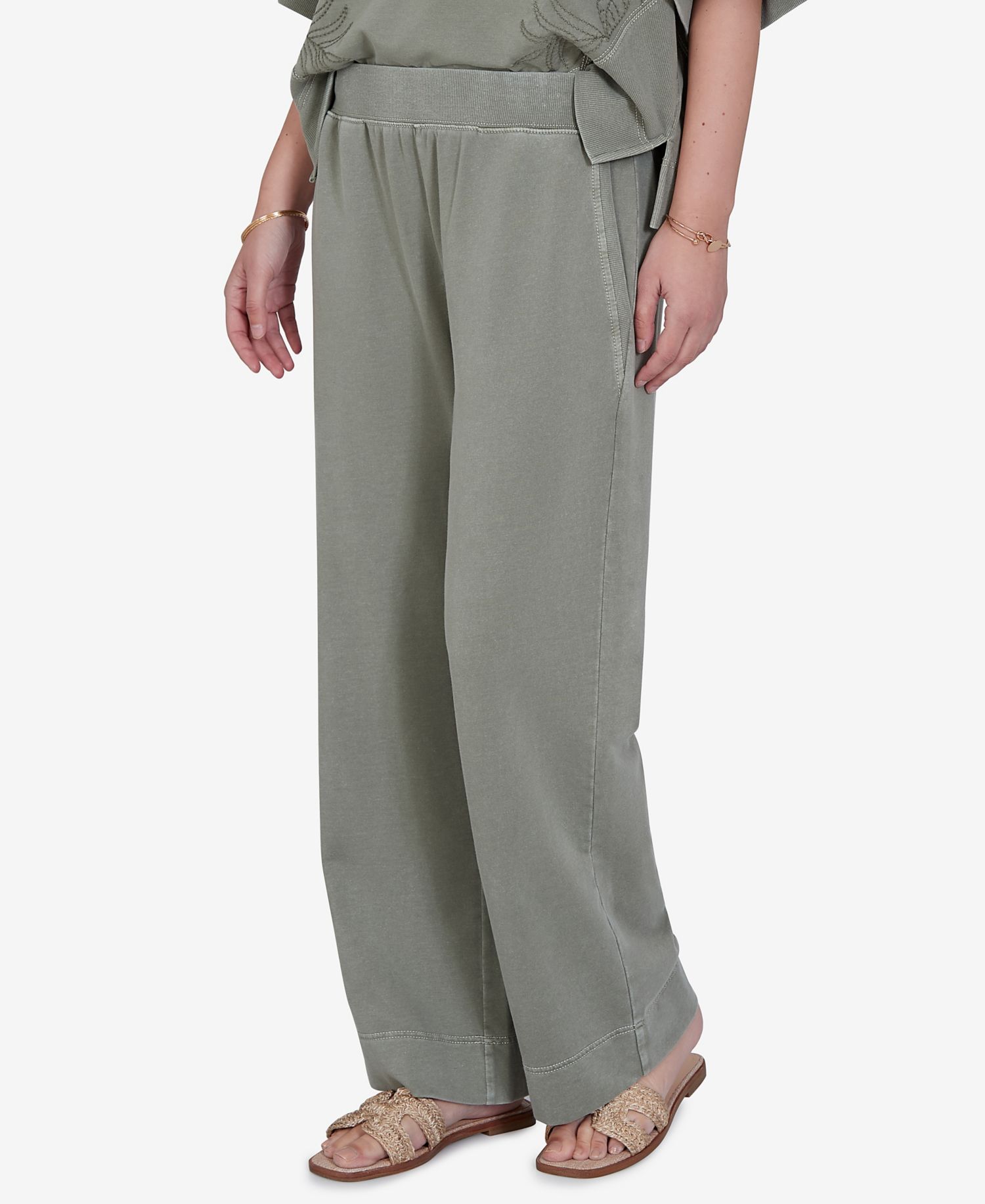 Petite Snow Wash Elastic Waistband Pants