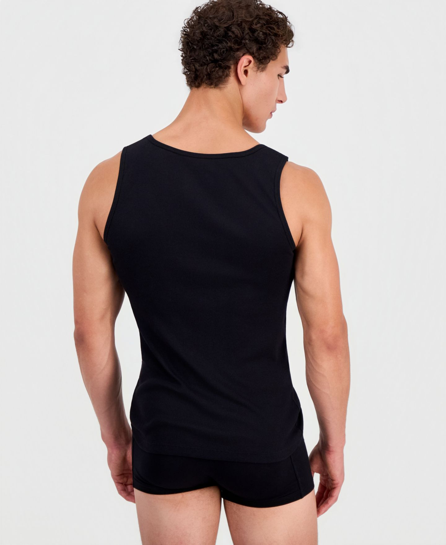 Мужские топы Hugo Boss Ribbed Tank Tops, Pack of 3, цвет: Белый — фото 4