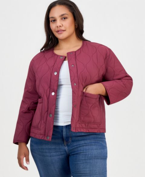 Женская куртка Style & Co Plus Size Drawcord Quilted Bomber, цвет: New Brickberry