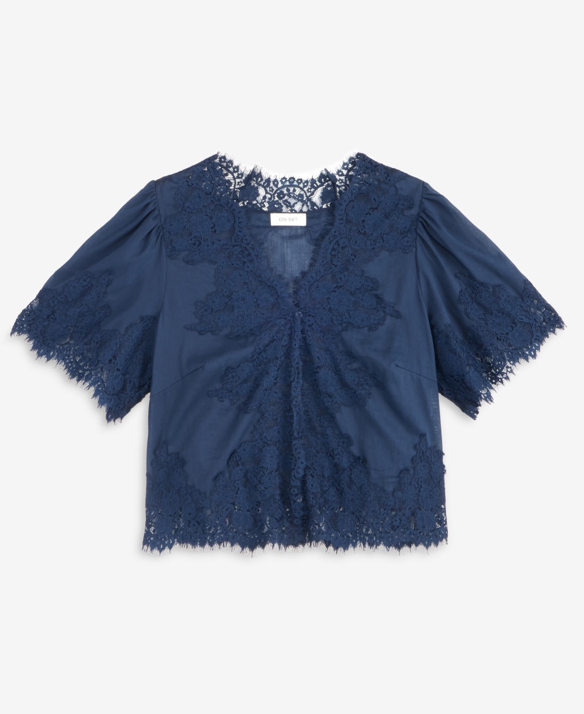 On 34th Women's Lace-Trim Button-Front Blouse, Macy's Exclusive
