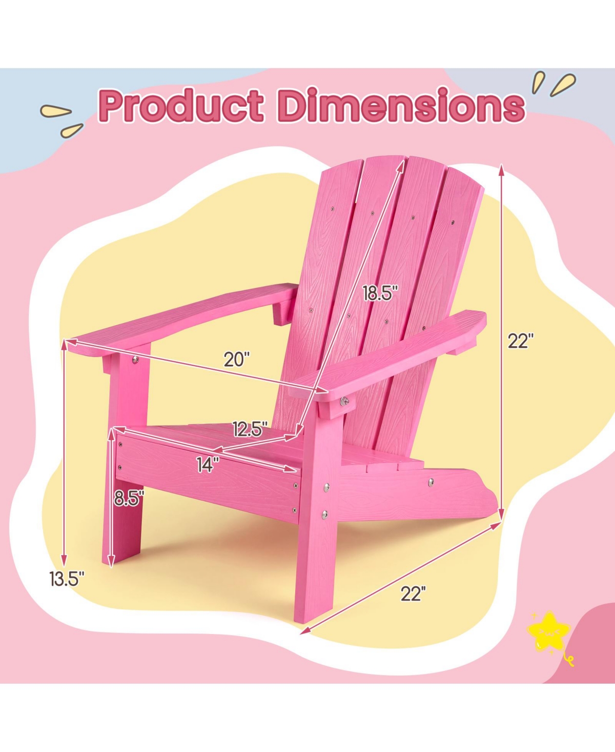 Gymax 2 Piece Kid's Adirondack Chair All-Weather Hips Toddler Lawn w/ Ergonomic Design